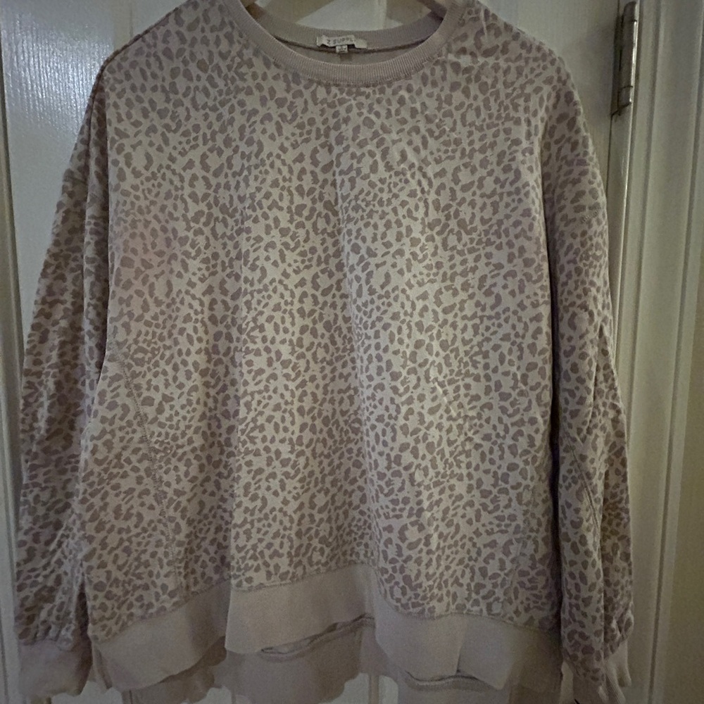 Z Supply Leopard Print Long Sleeve Top - Cream and Brown